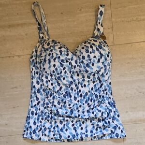 New Niptuck Swim Blue Petal Plunge Joanne Tankini Top